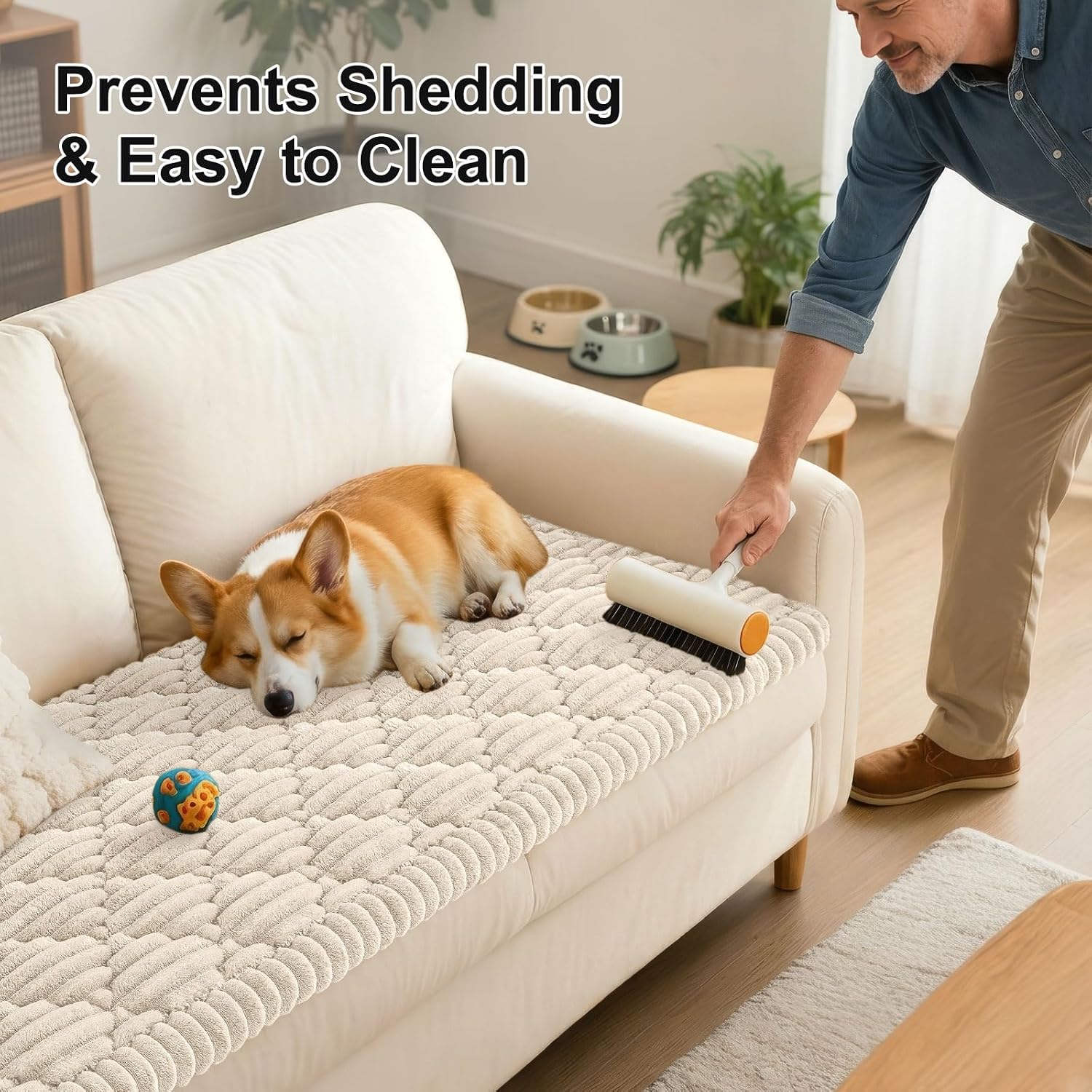 Detalle 2 de Smiry FLRCWDZ05 Dog Couch Cover, Washable Polyester, Apricot, 27.6" x 59