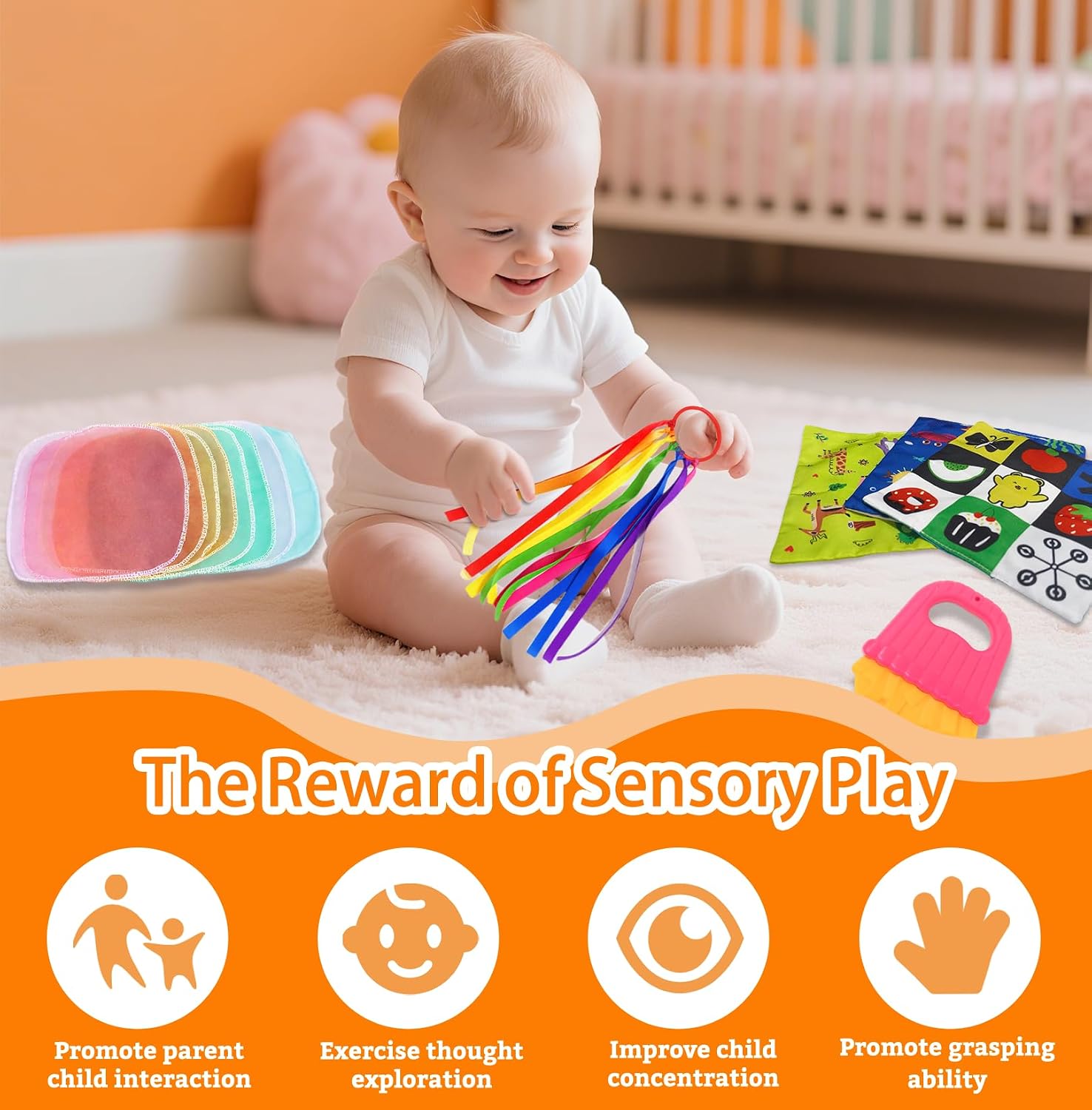 Detalle 2 de 19Pcs Baby Sensory Toy Set 0–12 Months