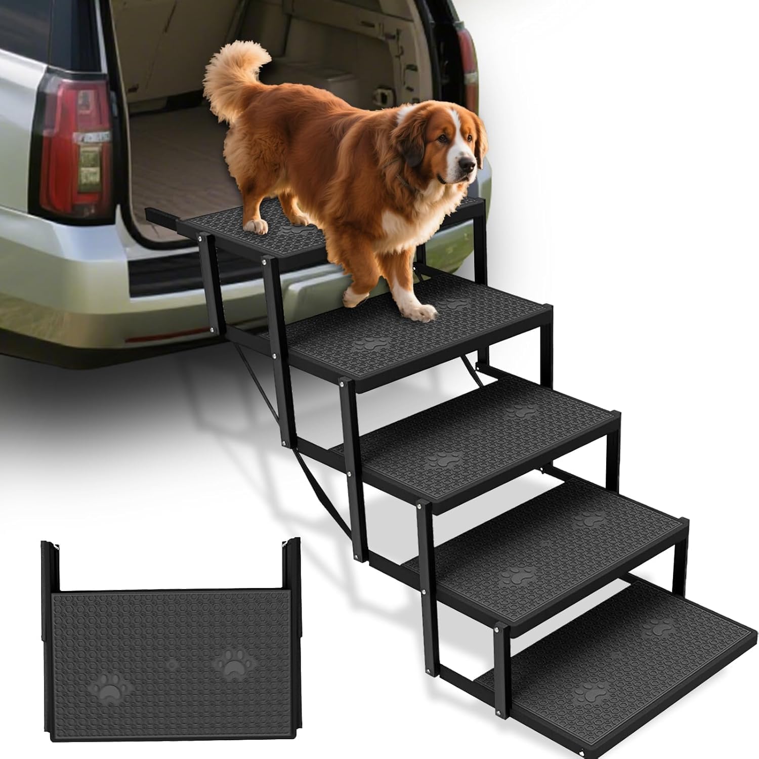 Hundetreppe Auto Klappbar bis 80 kg – robuste, faltbare Hunderampe für große und kleine Hunde