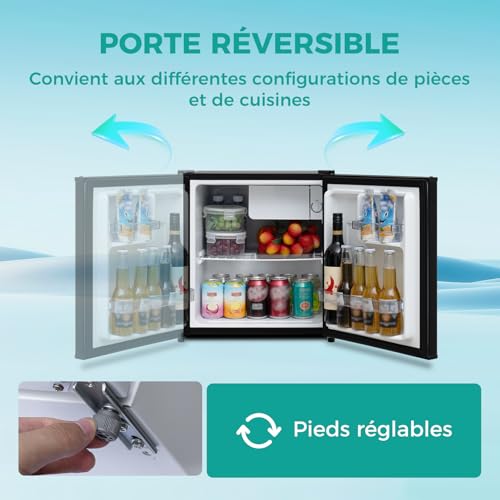 Detalle de SMETA Petit Frigo 46L — Mini réfrigérateur silencieux et réversible pour chambre, bureau et studio