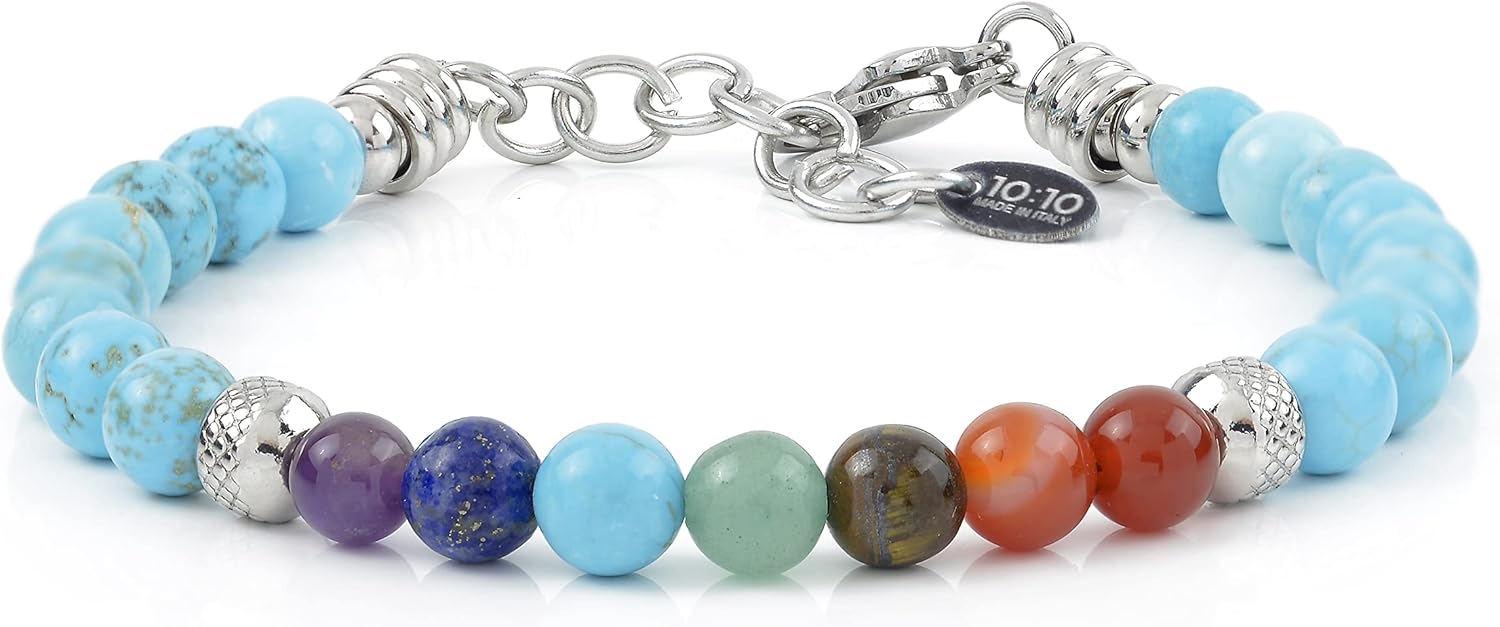 Thumbnail 5 de 10:10 Set di 3 Bracciali in acciaio inox e pietre dure naturali – Regolabili, Made in Italy