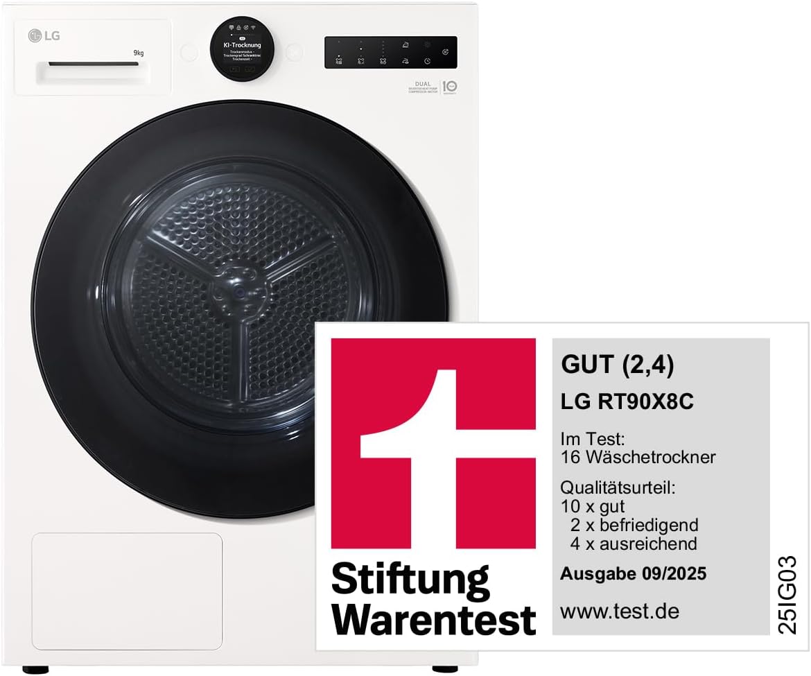 Detalle de LG RT90X8C Wärmepumpen-Trockner (9 kg) mit AI Dry – effiziente Trockenleistung