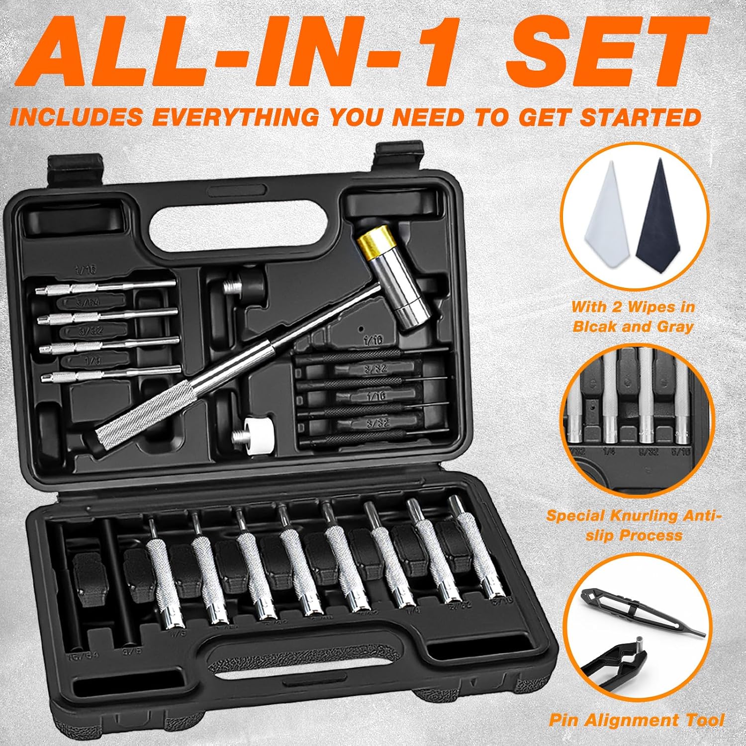 Thumbnail 5 de BESTNULE YFGJ-0007 24-Piece Punch Set with Hammer and Replaceable Faces