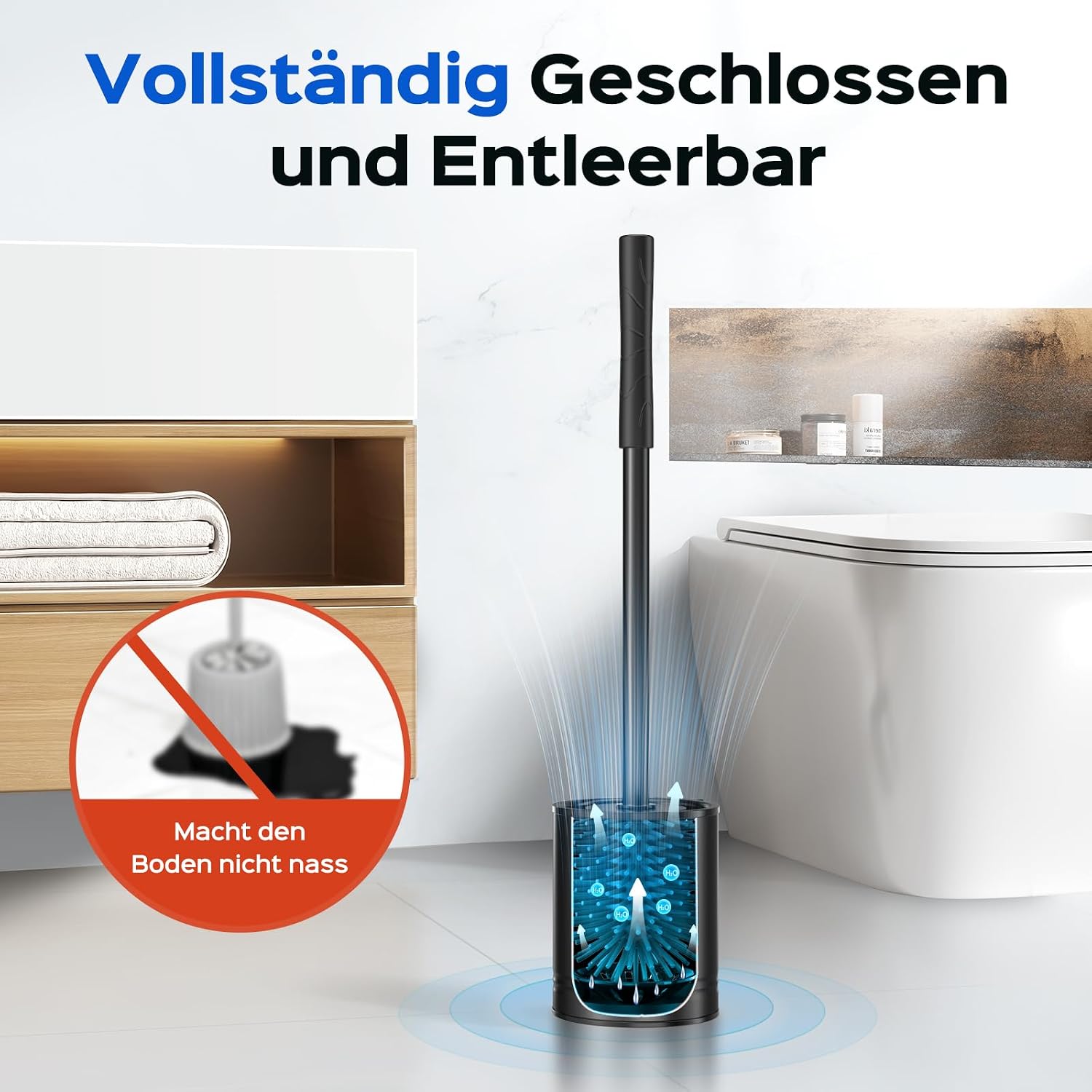 Thumbnail 5 de HAMITOR Klobürste Silikon Edelstahl Schwarz Wandmontage