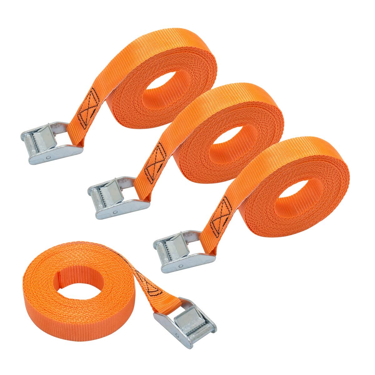 Detalle de Amazon Basics Cinghie di fissaggio 6 m x 25 mm – confezione da 4, EN12195-2, arancione