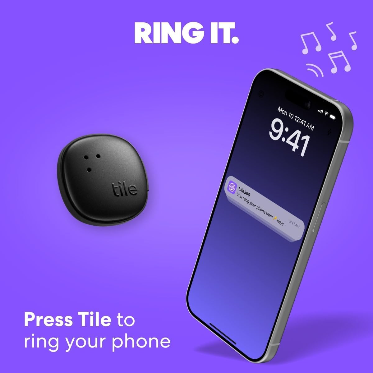 Detalle 2 de Tile by Life360 Sticker (Small Bluetooth Tracker) – Black adhesive tracker for bikes, glasses and more