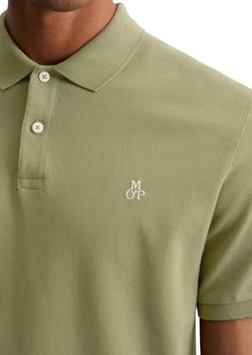 Detalle 2 de Marc O'Polo Herren Kurzarm-Poloshirt aus Bio-Baumwolle Regular Fit – Olive, XXL