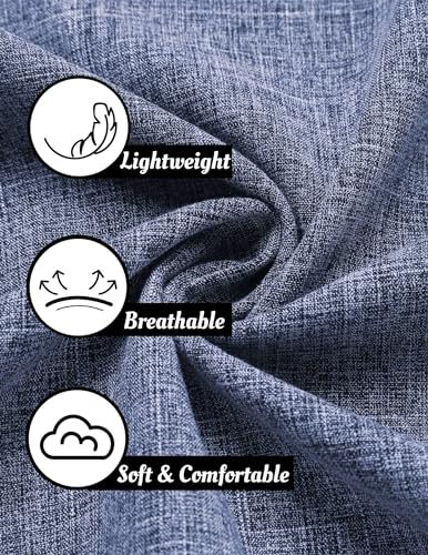 Thumbnail 4 de COOFANDY Camisa de Lino para Hombre, Manga Corta, Azul Intenso, Talla M