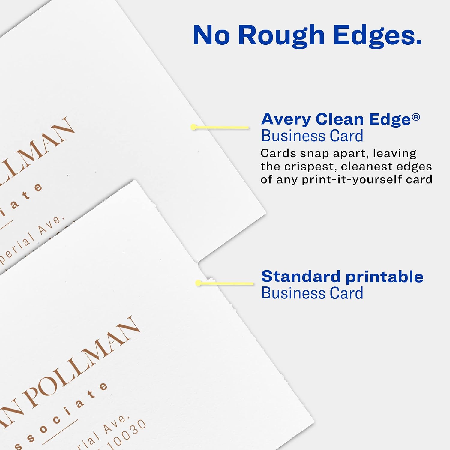 Detalle 2 de Avery 28878 Clean Edge Printable Business Cards, 2" x 3.5", White, 90 Count
