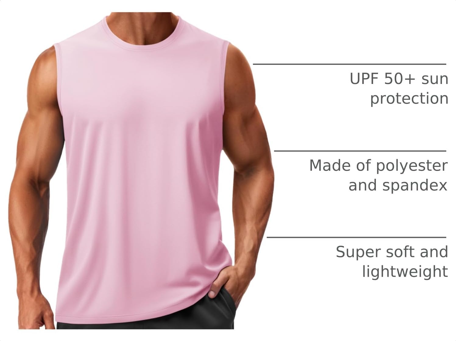 Detalle de TACVASEN Men’s Sleeveless Quick-Dry Tank Tops with UPF 50+ Sun Protection
