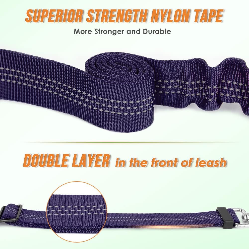 Detalle de Nasjac Double Dog Lead Splitter: No-Tangle 360° Rotation, Adjustable Bungee Coupler for Walking Two Dogs