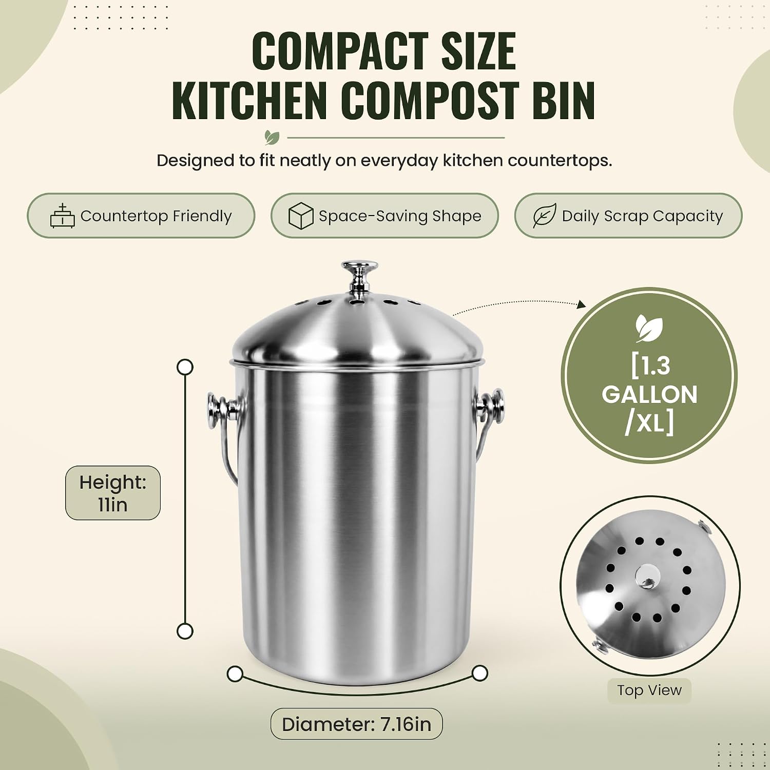 Detalle 2 de EPICA 1.3 Gallon Countertop Compost Bin 🗑