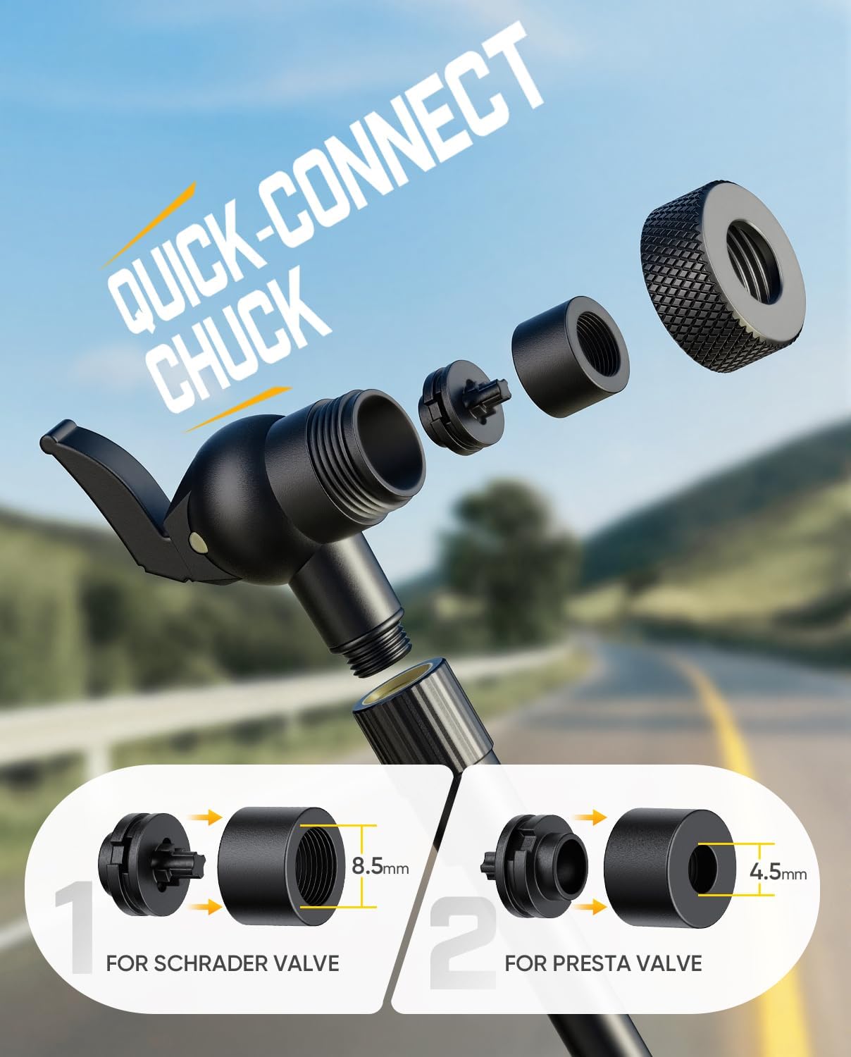 Detalle de Fanttik X11 Ace Mini Bike Pump: 21s Fast Inflate with Auto Stop and Gauge