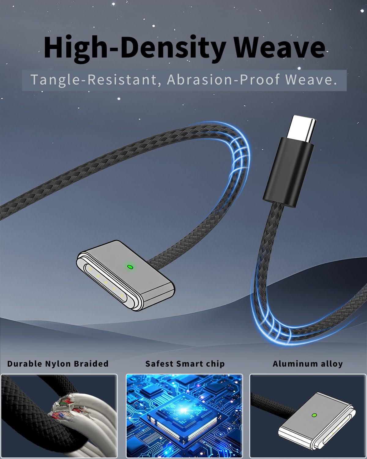Detalle de Yihele 140W USB-C to Mag 3 Cable (6.6ft) for MacBook Air Pro M2–M5
