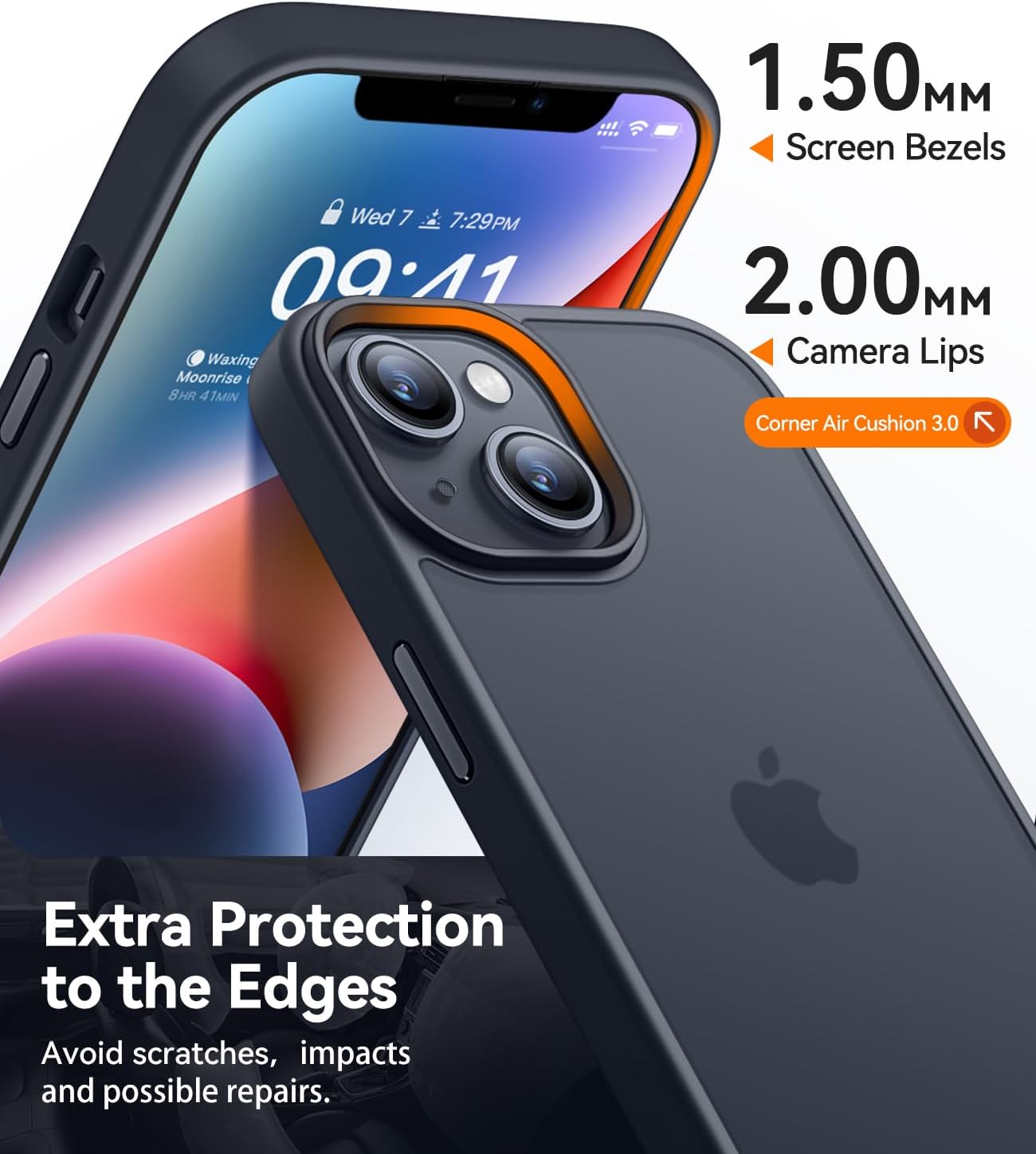 Detalle de CANSHN Cover Opaca per iPhone 13/14 (6,1 pollici) – Custodia sottile antiscivolo, nero