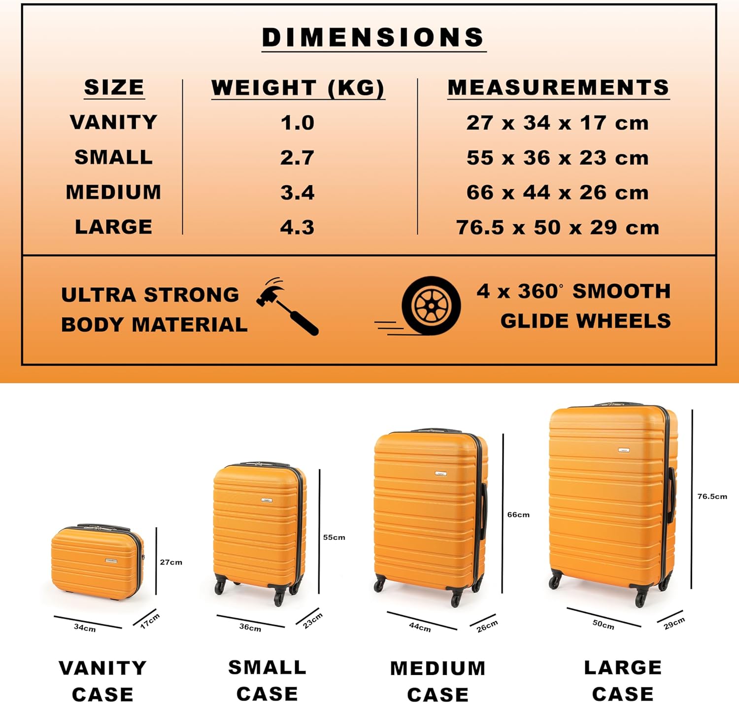 Thumbnail 3 de A2B Lightweight 55cm Cabin Approved Suitcase – Small Apricot Carry-On with Spinner Wheels