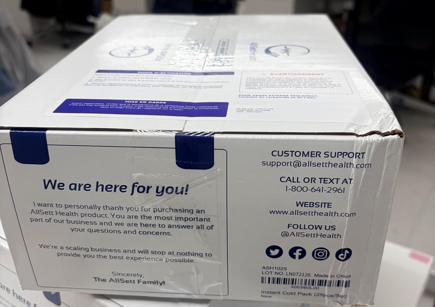 Detalle 2 de AllSett Health Instant Ice Packs, 25 Count, 6" x 4.5" Disposable Cold Compresses