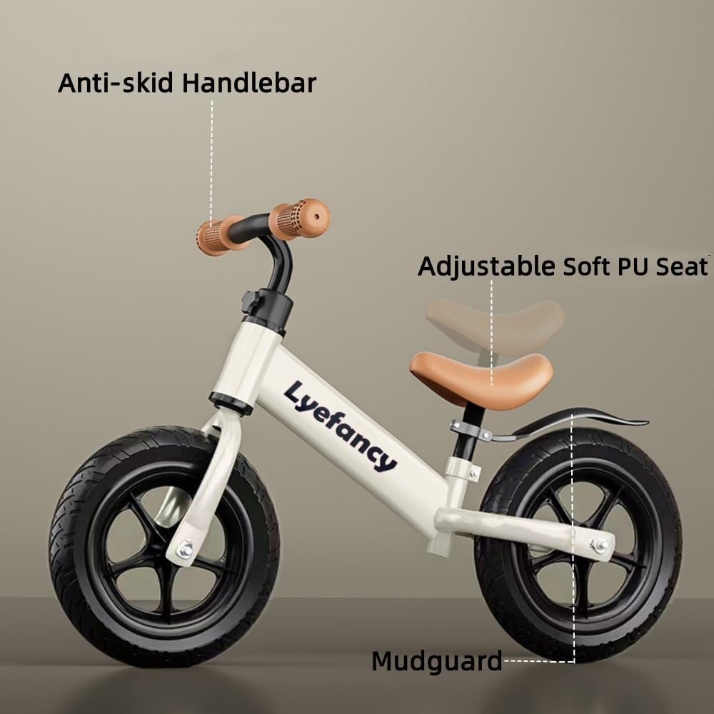 Detalle de Lyefancy 12-Zoll-Laufrad für Kleinkinder 2–6 Jahre – ohne Pedale, höhenverstellbarer Sitz