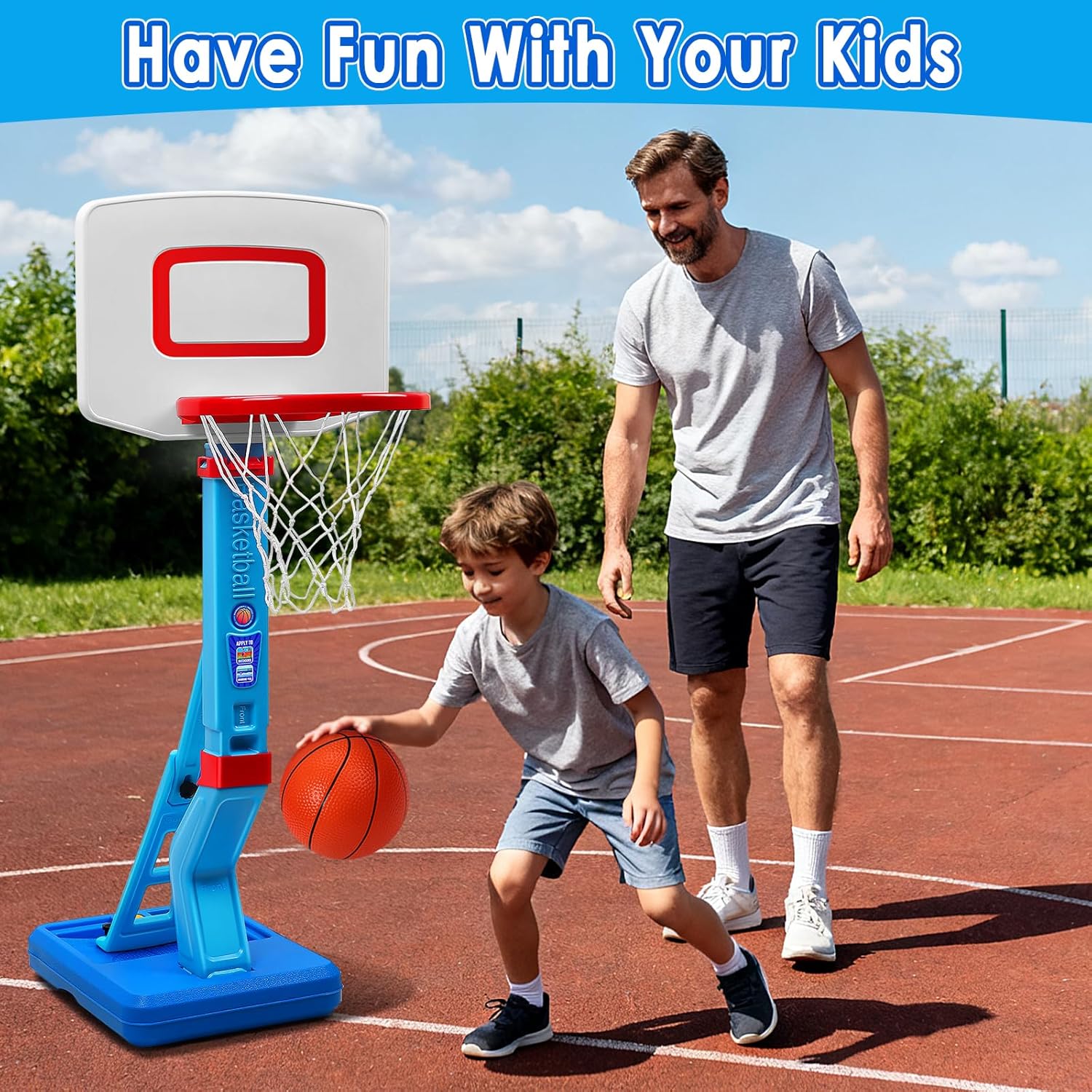 Thumbnail 1 de AOSPHYS Toddler Basketball Hoop (27.6–54 in) with 4 Inflatable Balls & Pump — Height-Adjustable Indoor/Outdoor