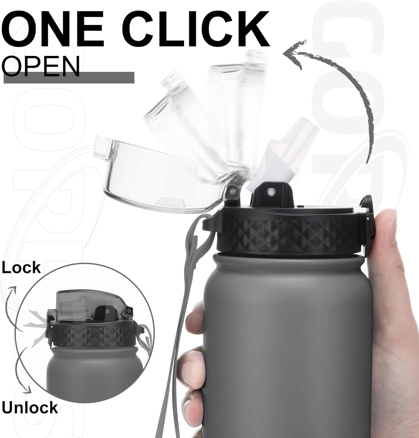 Thumbnail 1 de GOPPUS 1L Stainless Steel Water Bottle with Straw – Double Wall, Leakproof, BPA Free