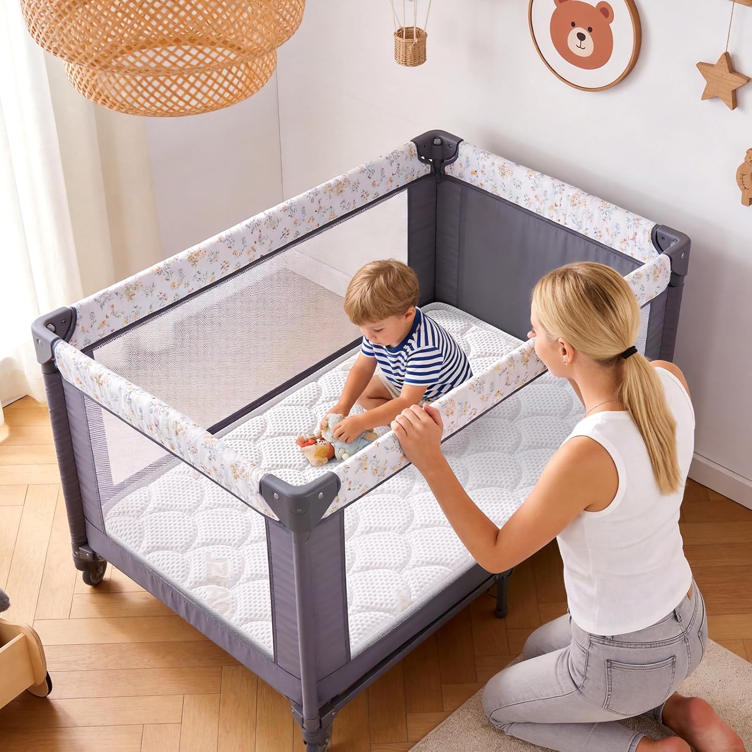 Thumbnail 1 de Vibe Bear YX-16 Pack and Play Mattress Topper, 38" x 26", Breathable Memory Foam