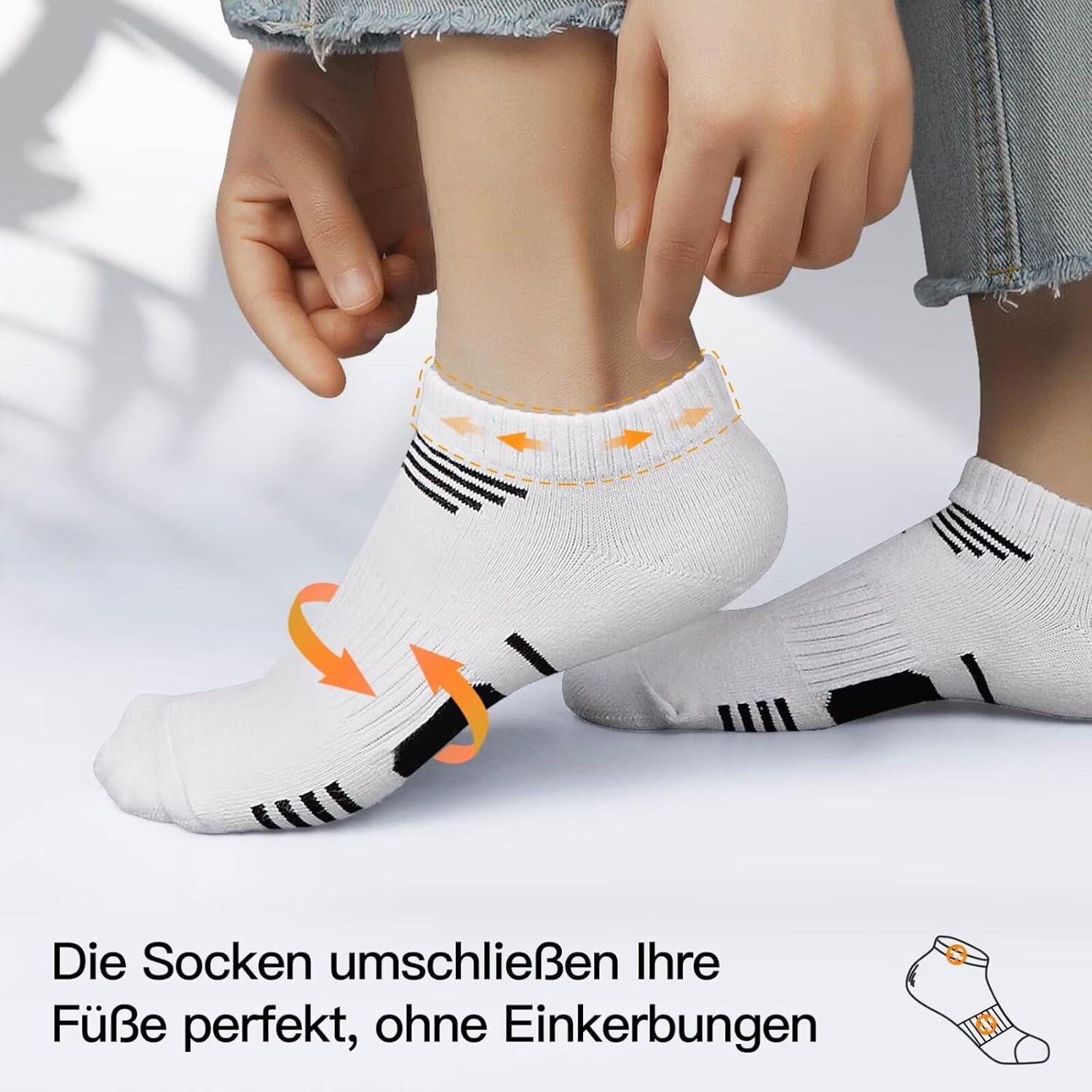 Detalle de NUOZA Sneaker Socken 10 Paar – Baumwolle, atmungsaktiv, für Herren und Damen (Größen 35–50)