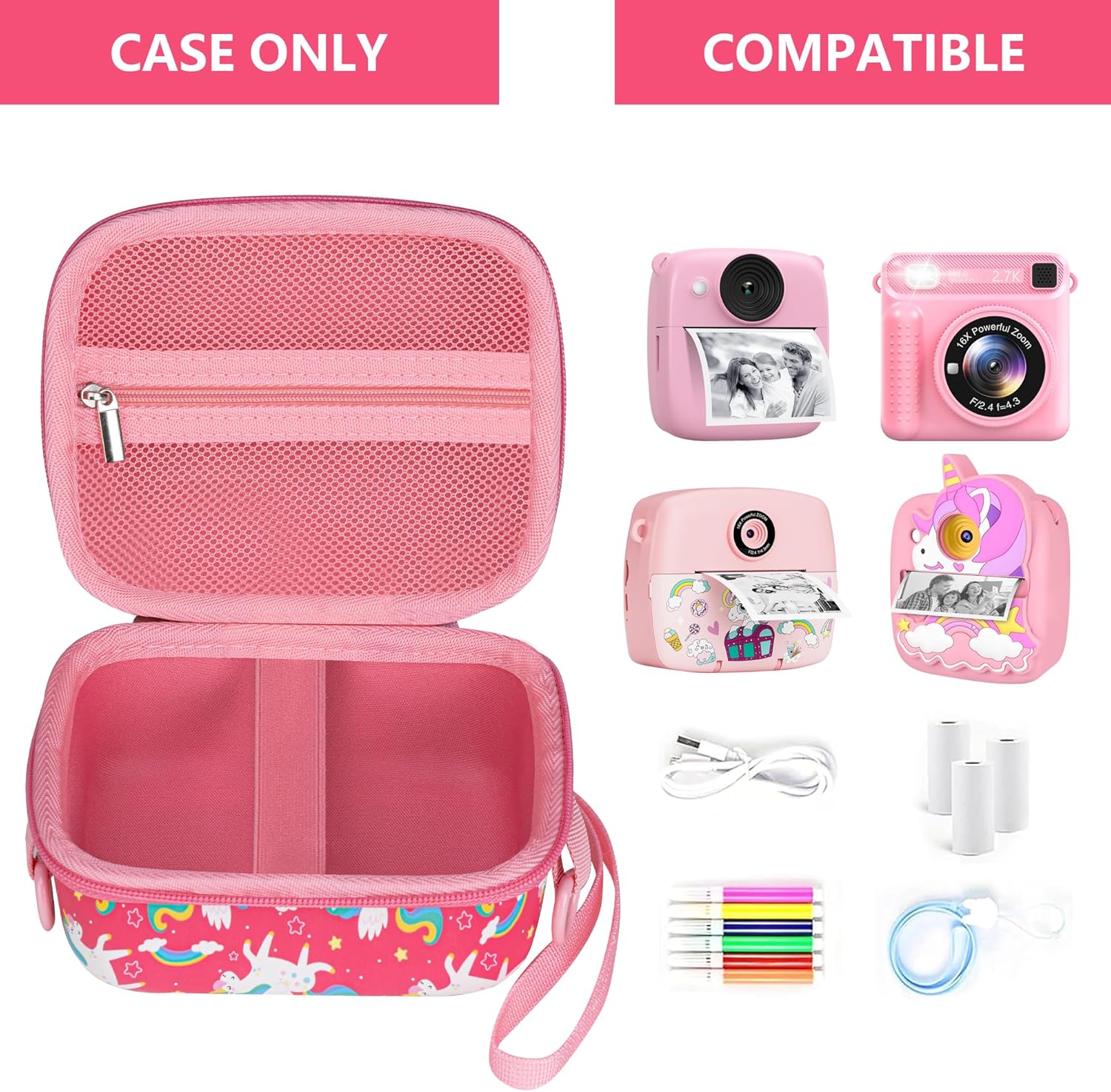 Detalle de Leayjeen Étui pour Appareil Photo Instantané pour Enfants – Compatible CalineGam, Lullu et CAMCLID (Étui uniquement)
