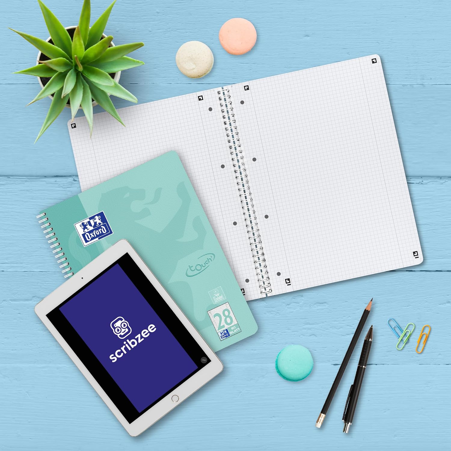 Thumbnail 6 de Oxford Touch Collegeblock A4 kariert mit Doppelrand – 80 Blatt, 5 Pastellfarben (5er Pack)