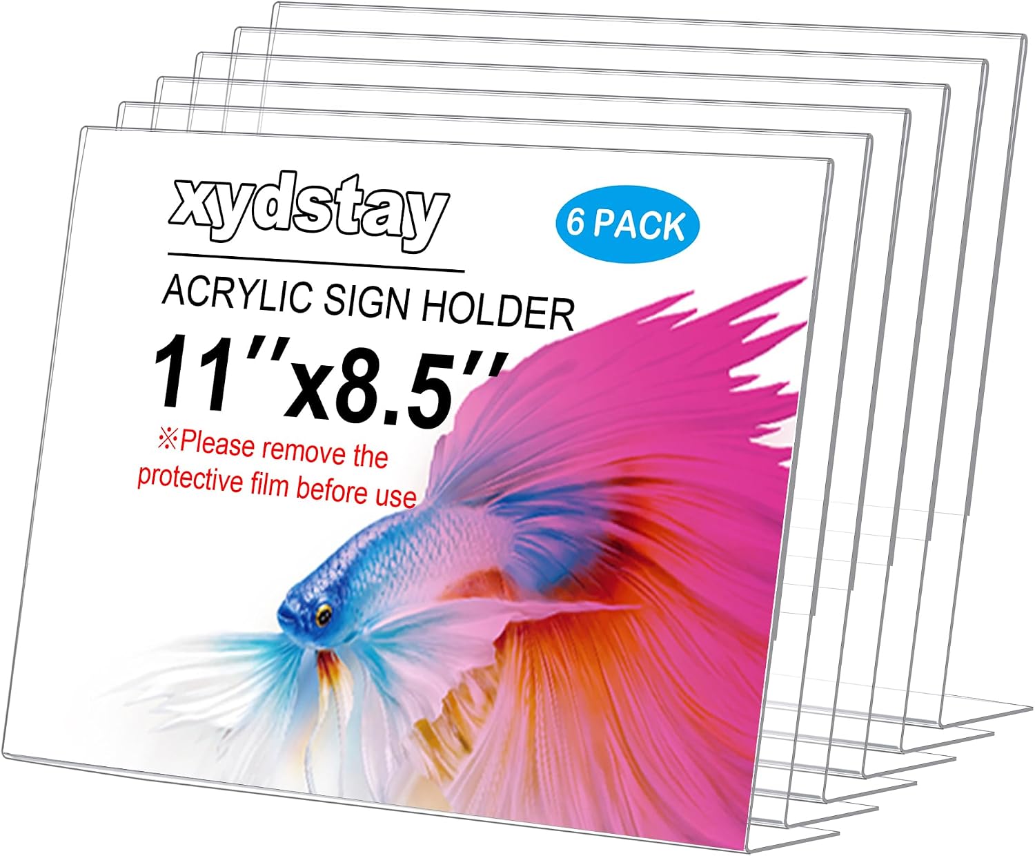 Detalle de xydstay XYD-YKL-LH11-6 Acrylic Sign Holders, Clear 8.5 x 11-Inch, 6-Pack