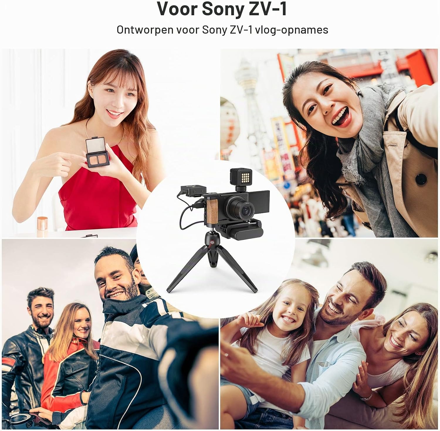 Detalle 2 de SMALLRIG 2936 L-beugel voor Sony ZV-1 met houten handgreep en coldshoe