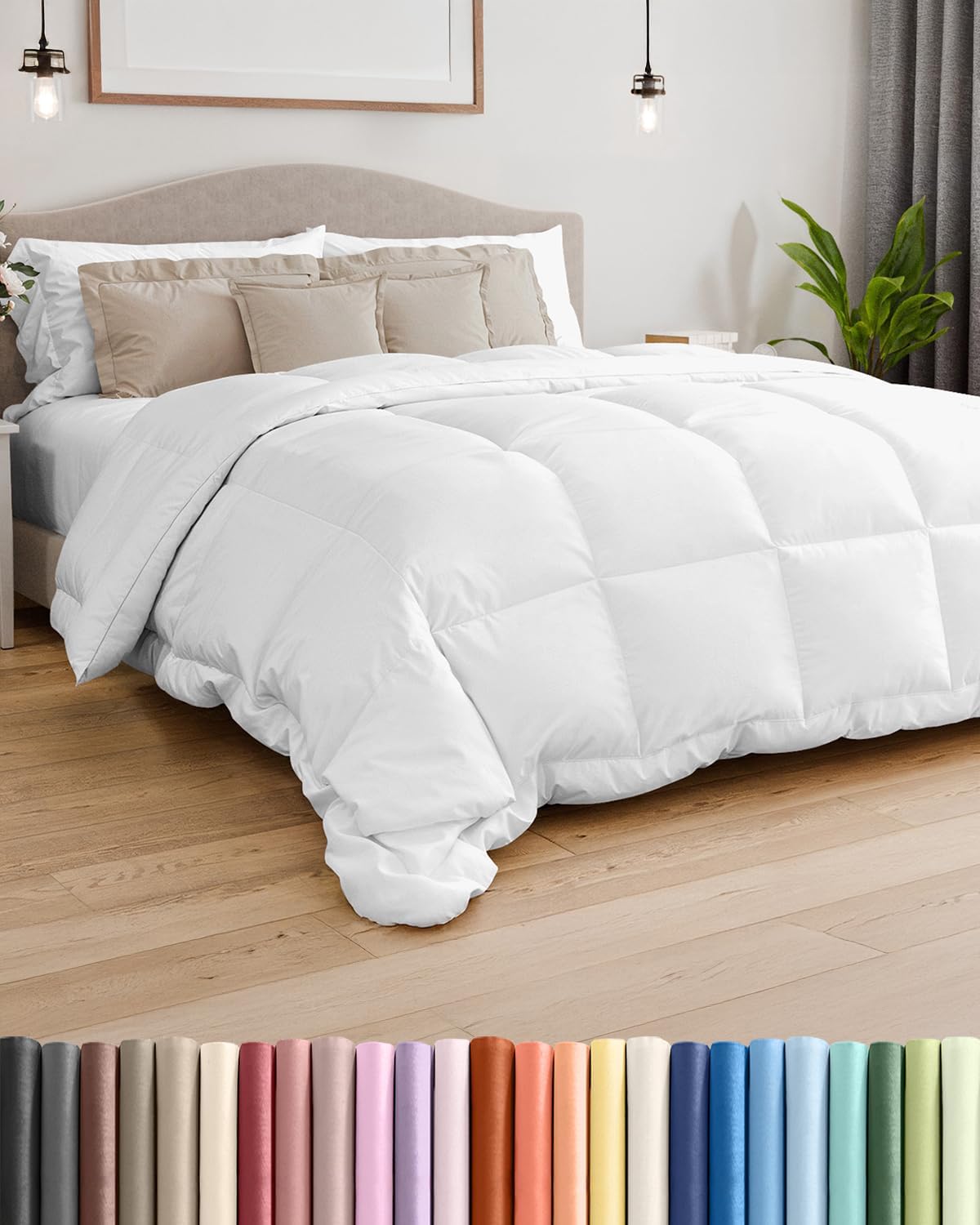 Detalle de King Size White Alternative Down Comforter — Warm, Lightweight, All-Season Hotel-Quality Bedding