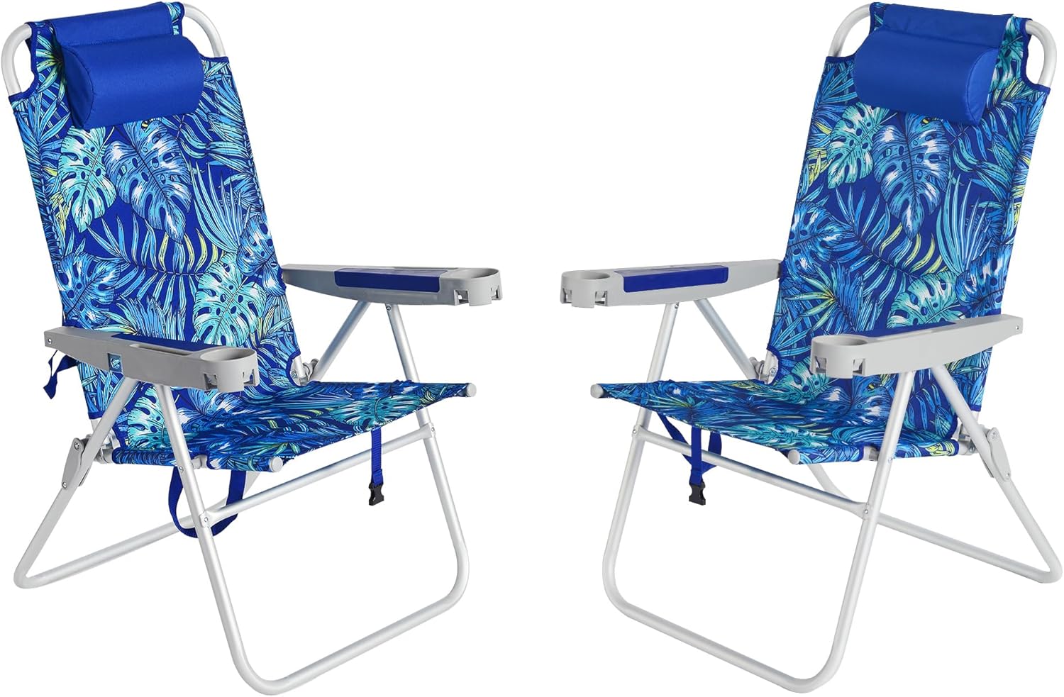 SUNNYFEEL 17" Tall Oversized Beach Chairs (2-Pack) with 5-Position Recline, Heavy-Duty 500 LBS Capacity
