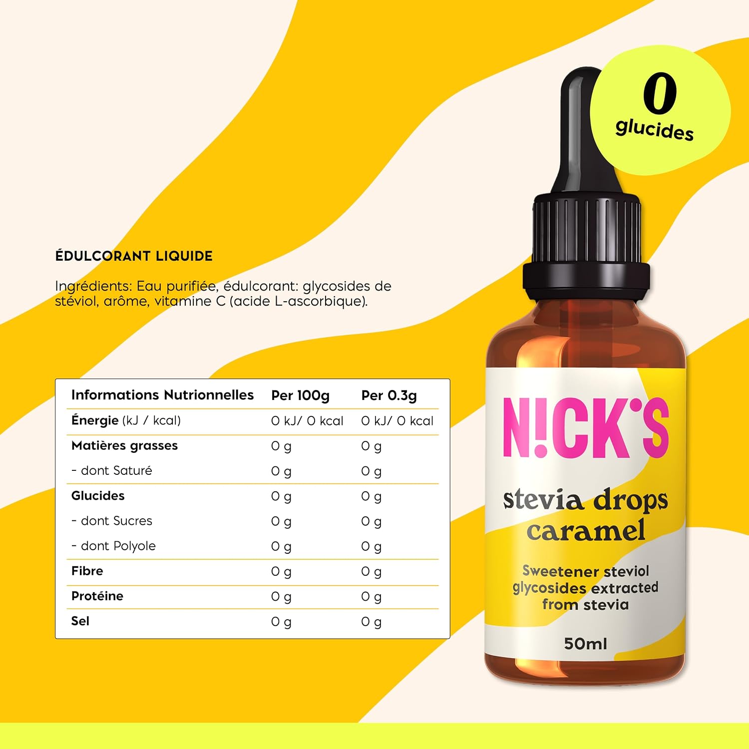 Thumbnail 5 de NICKS Stevia Liquide Arôme Caramel 50 ml
