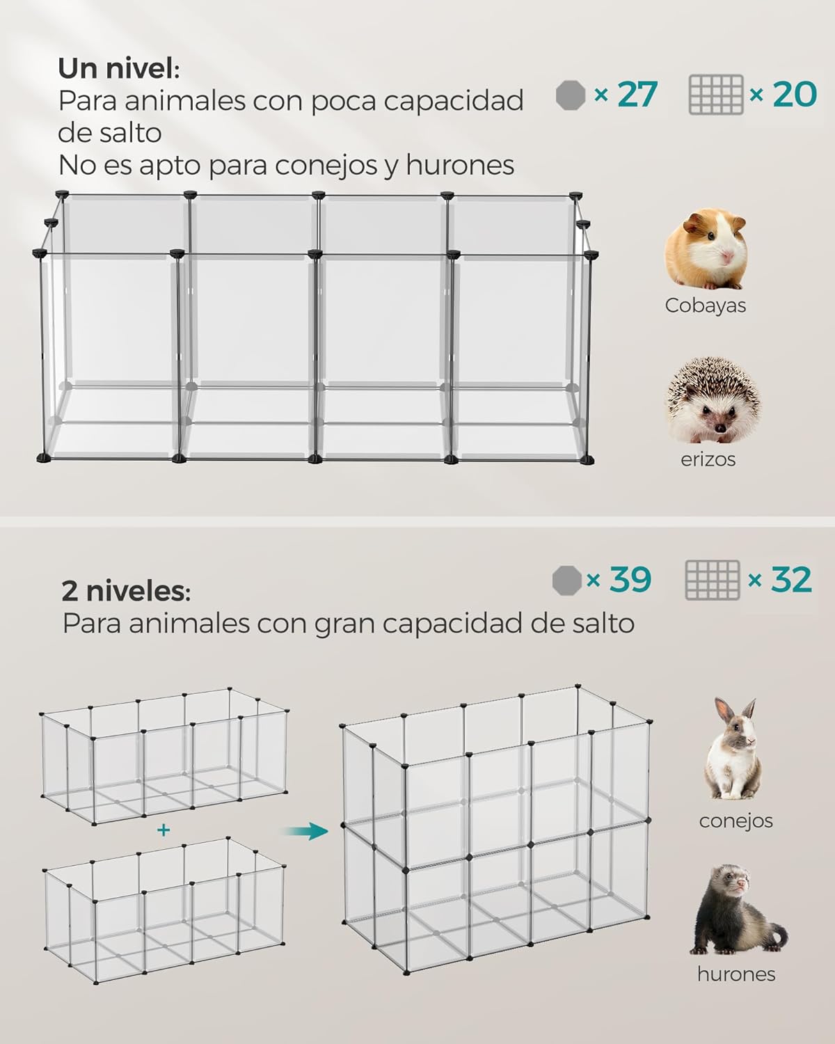 Thumbnail 2 de SONGMICS LPC007W01 Valla para Mascotas 145x72