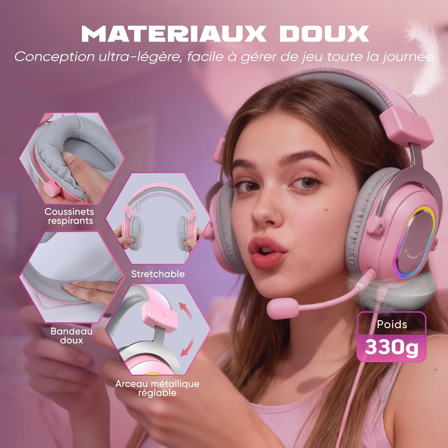 Thumbnail 3 de FIFINE H6 Casque gamer PC/PS4/PS5 avec micro amovible, son surround 7.1 USB et 3 modes EQ