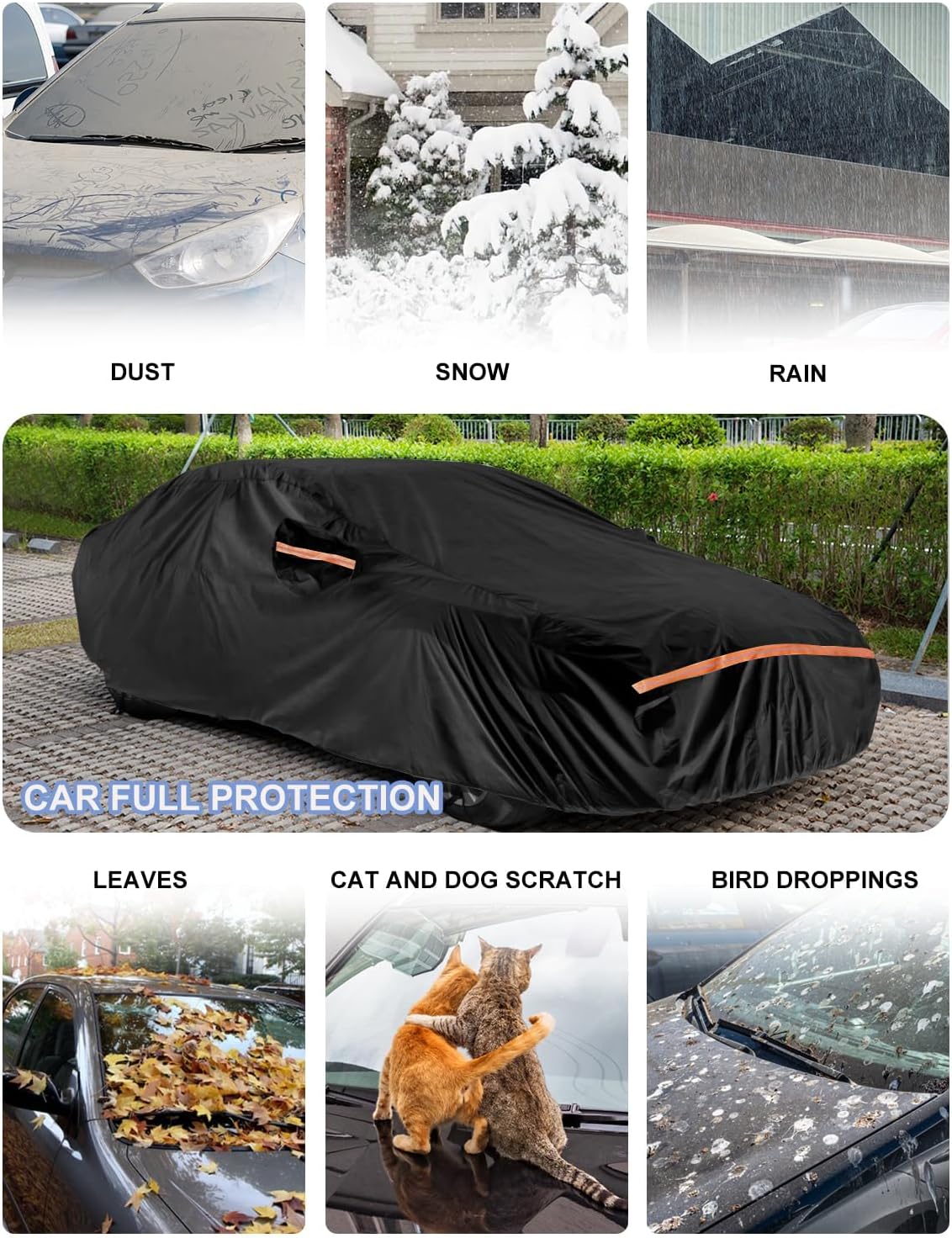 Thumbnail 5 de INSAUTO Waterproof All-Weather Car Cover (Custom Fit) for Chevy Camaro 2010–2025 — Oxford 420D, Black