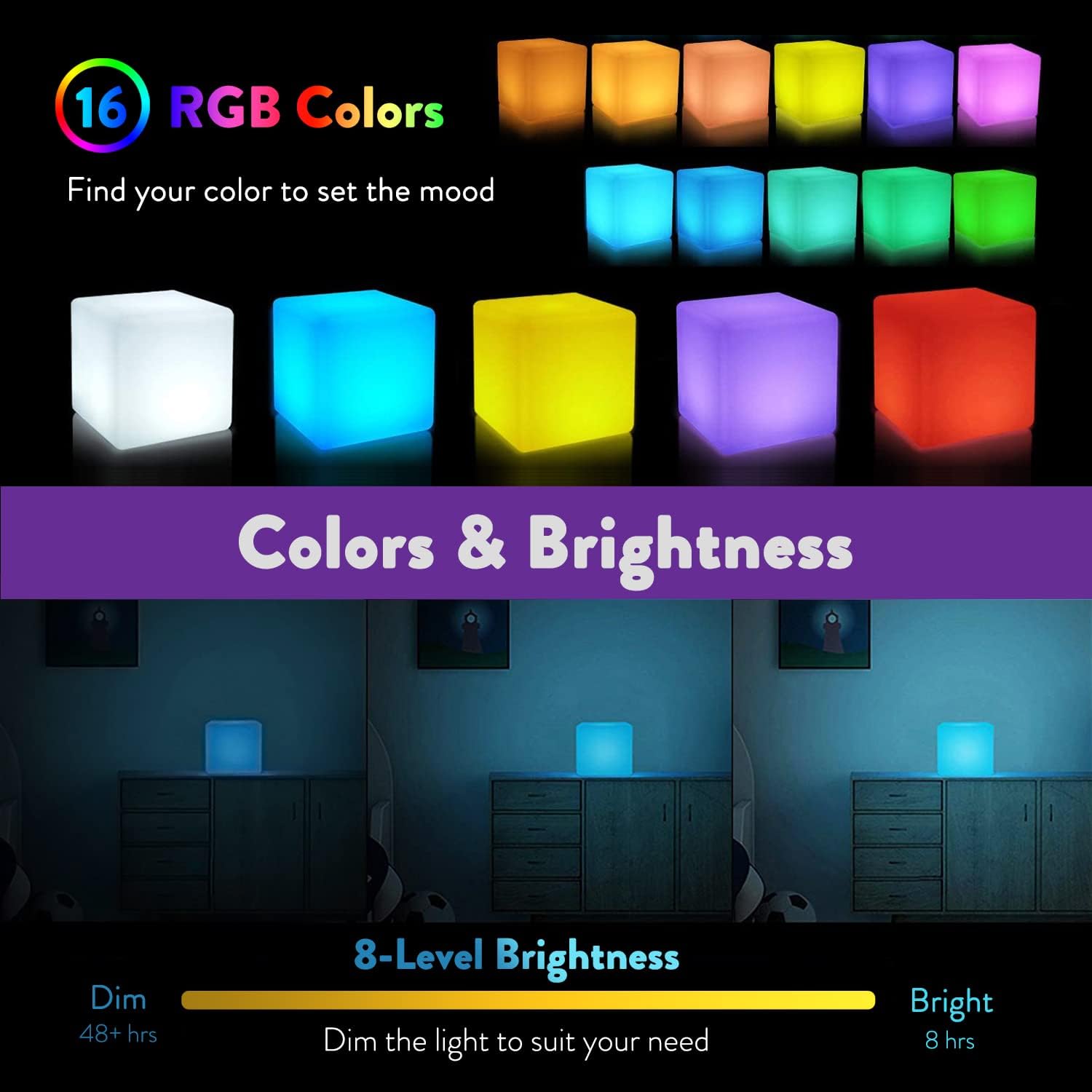Thumbnail 6 de Mr.Go C100 8-Inch Rechargeable RGB LED Cube Light with Remote