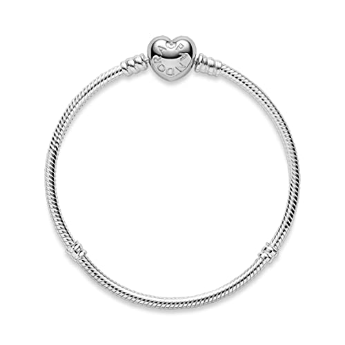 Detalle de Pandora Icons Pulsera de plata con cierre en forma de corazón, 19 cm