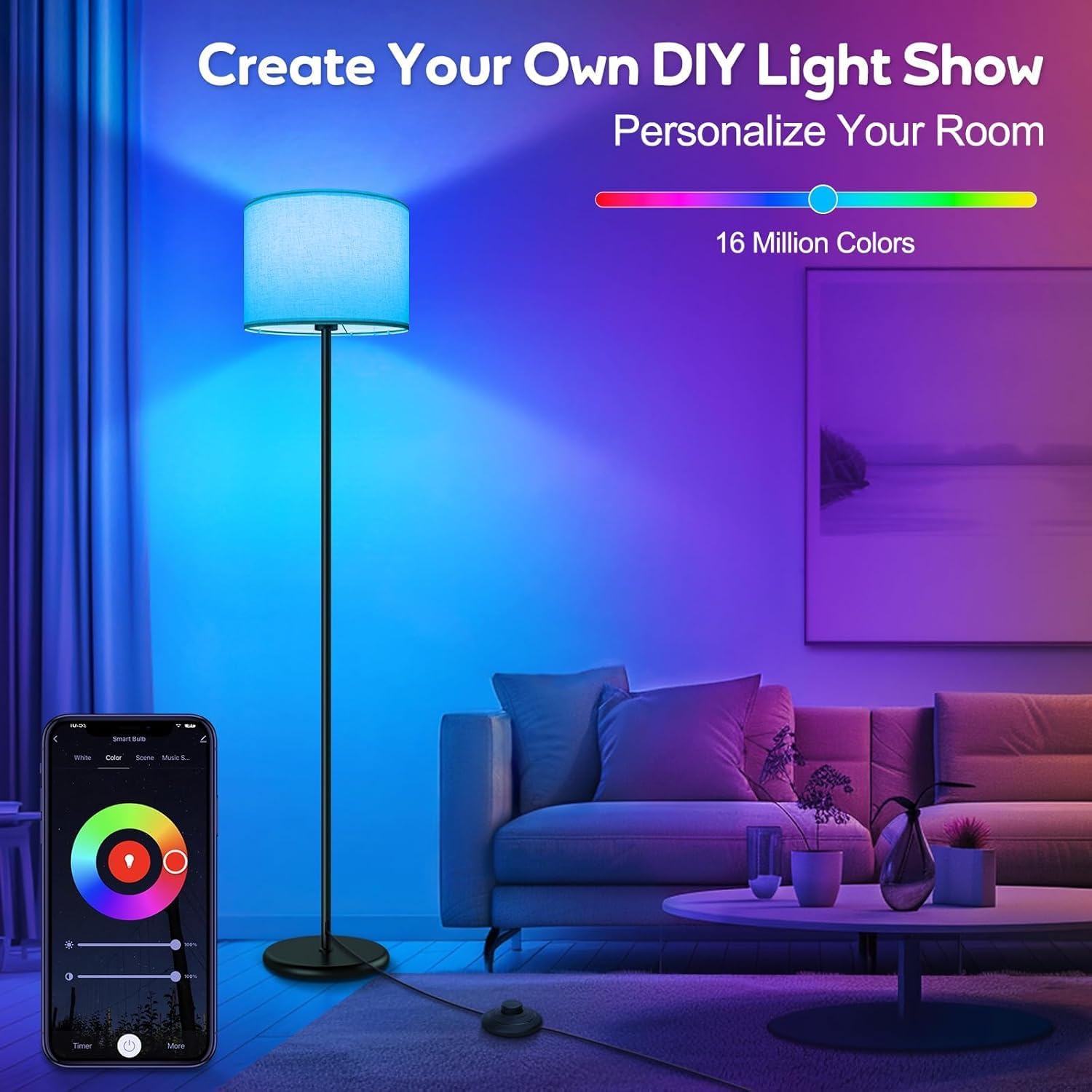 Thumbnail 3 de Floor Lamp with RGB LED, App and Voice Control
