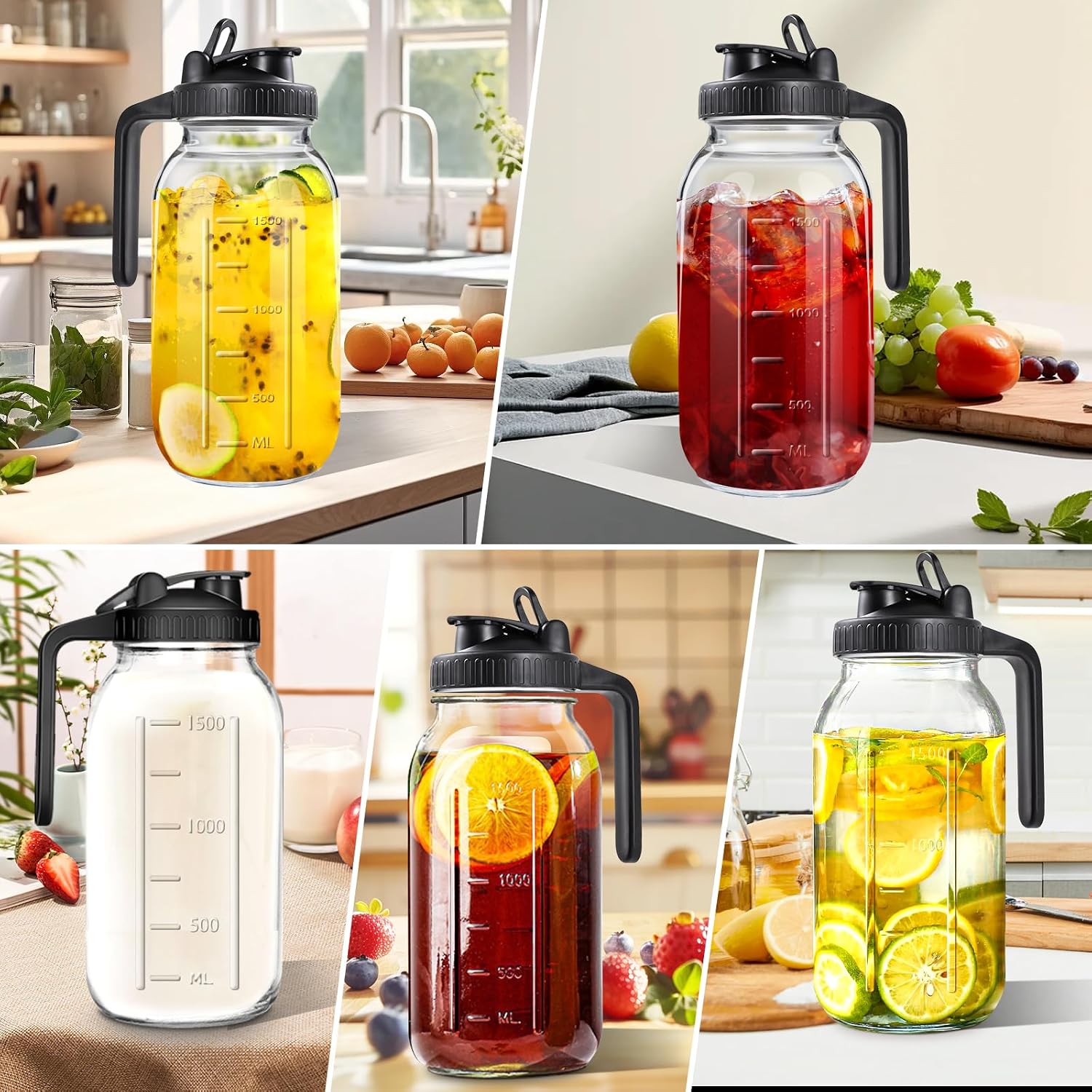 Thumbnail 6 de 64oz Glass Pitcher with Lid Mason Jar