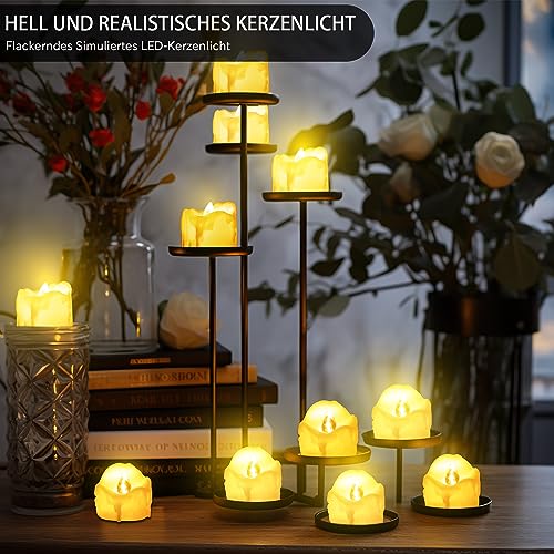 Detalle 2 de daphomeu LED Teelichter, 14er Set – flackernde Kerzen ohne Flamme, Ø 3,6 cm x H 3,2 cm