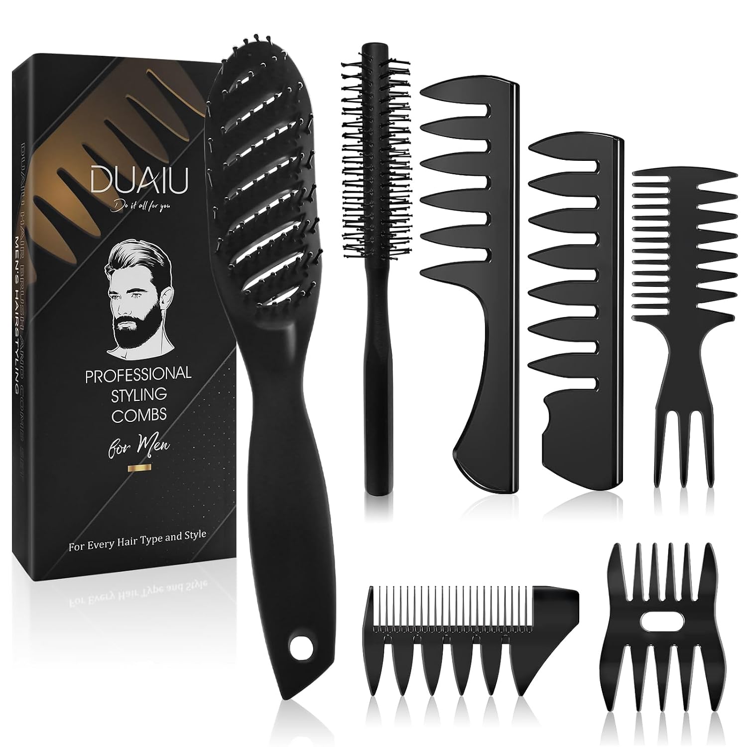 Detalle de DUAIU Kamm Männer Styling Set 7-teilig Haarstyling