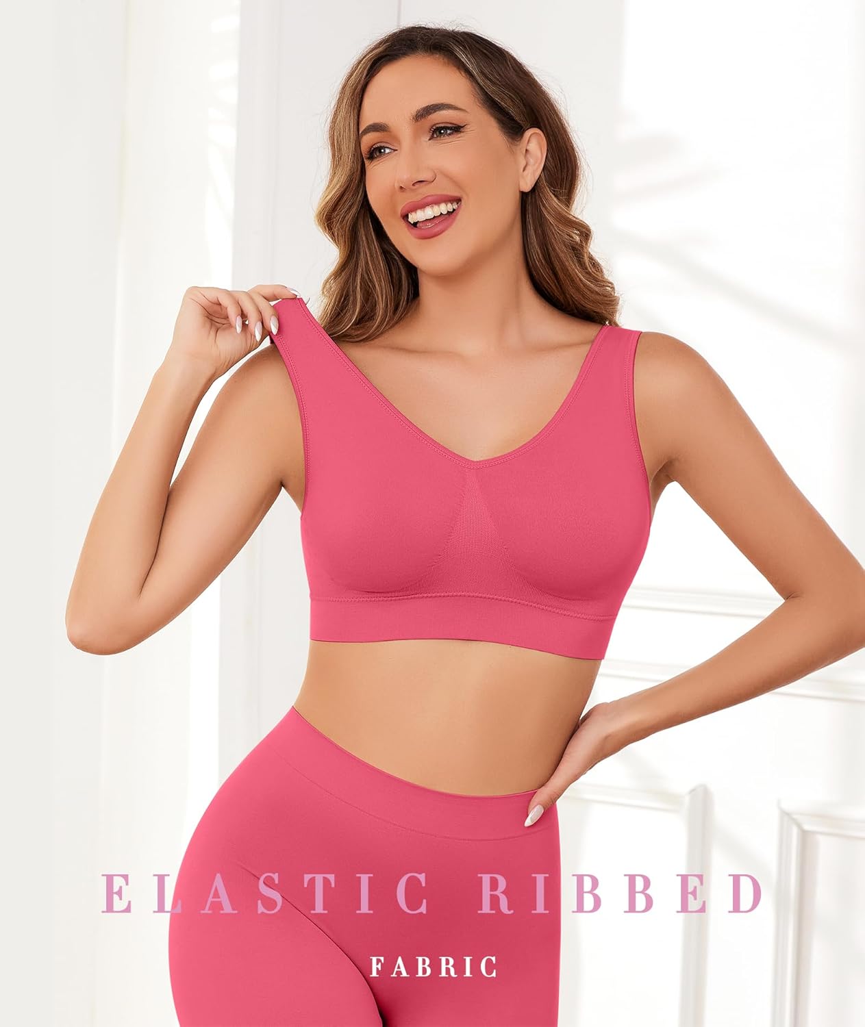 Detalle de YUTYTH Comfort Bra for Women: Wirefree Crop Top with Removable Pads