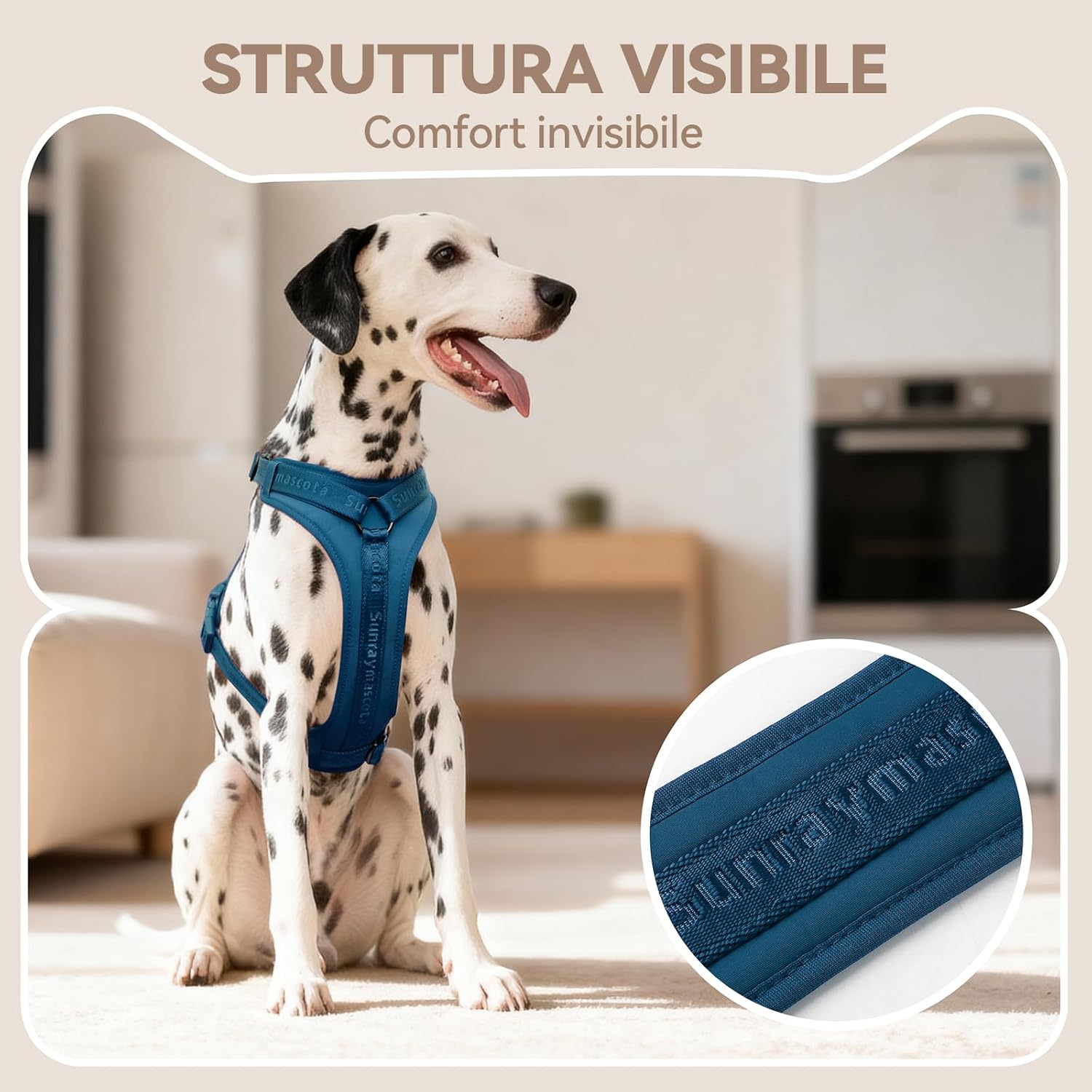 Thumbnail 5 de Sunraymascota imbracatura per cani con imbottitura in Lycra, rete traspirante e taglia regolabile (Blu di Prussia, S)
