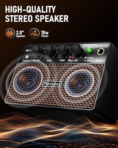 Detalle de Flatsons FBA-10 Practice Guitar Amp: 10W Analogue Dual-Mode with Wireless Streaming