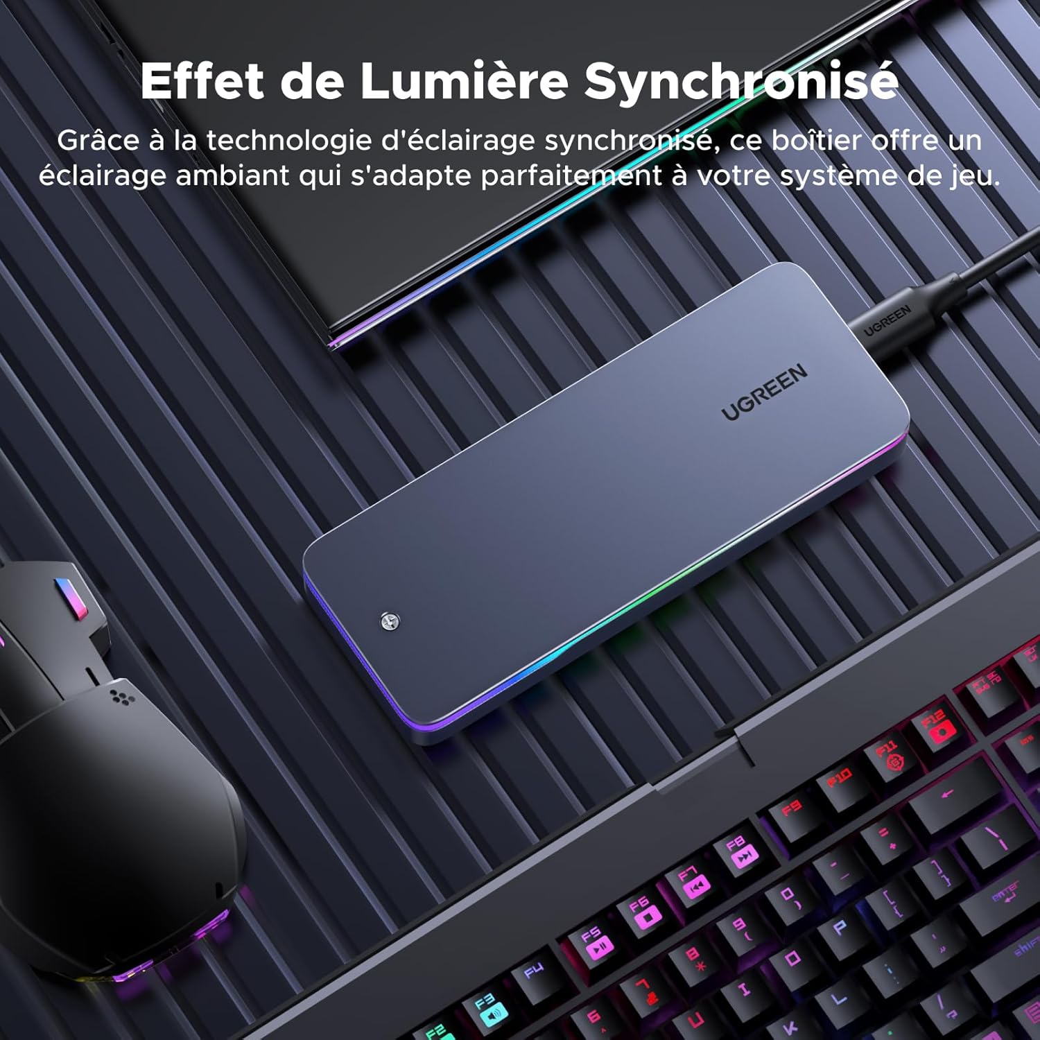 Thumbnail 4 de UGREEN Boîtier RGB M.2 NVMe/SATA USB-C 3.2 Gen 2 (20 Gbps) pour SSD M.2
