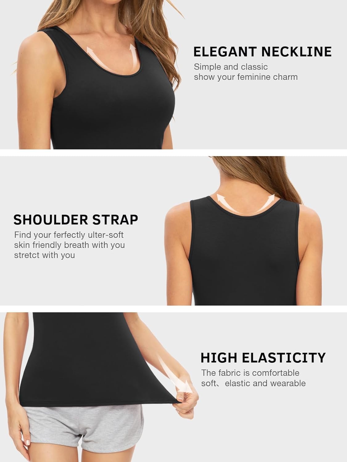 Thumbnail 2 de vislivin Elastische Damen Tanktops 3/4er Pack – vielseitige Unterhemden aus Modal-Spandex