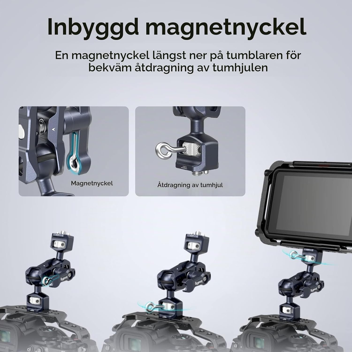 Detalle 1 de SMALLRIG 3874 kulledsarm för kamera med 1/4"-20 och 3/8"-16-fäste