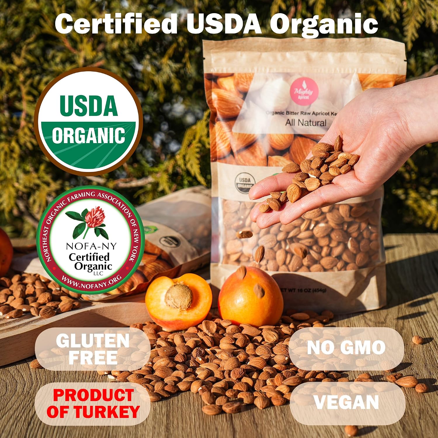 Detalle 2 de Mighty Apricot Organic Bitter Apricot Kernels, Raw, 16 Oz