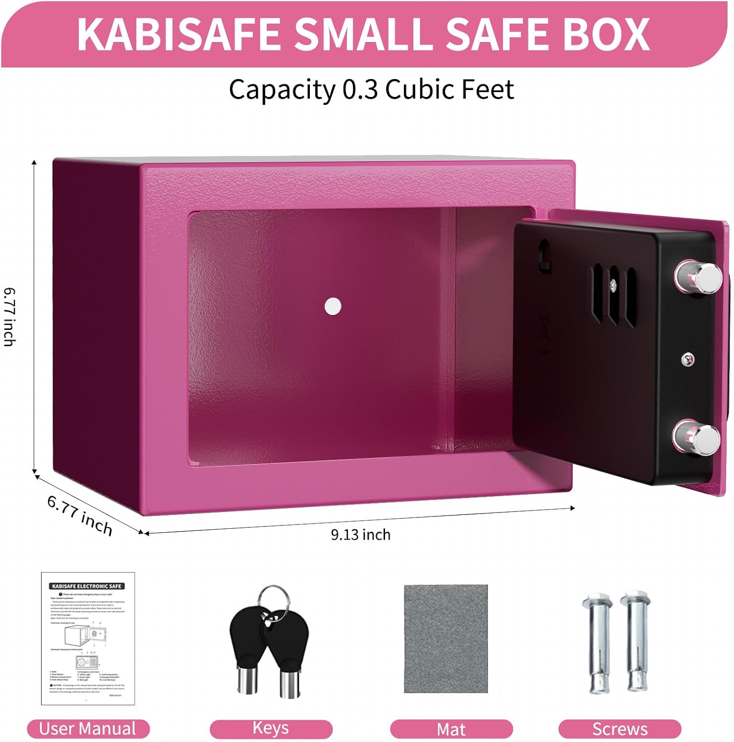 Thumbnail 1 de KABISAFE Digitaler Safe 6,8 L – Kleiner Wandtresor für Zuhause, rosa